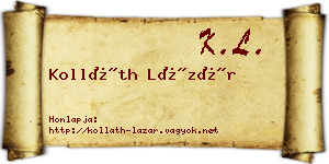 Kolláth Lázár névjegykártya